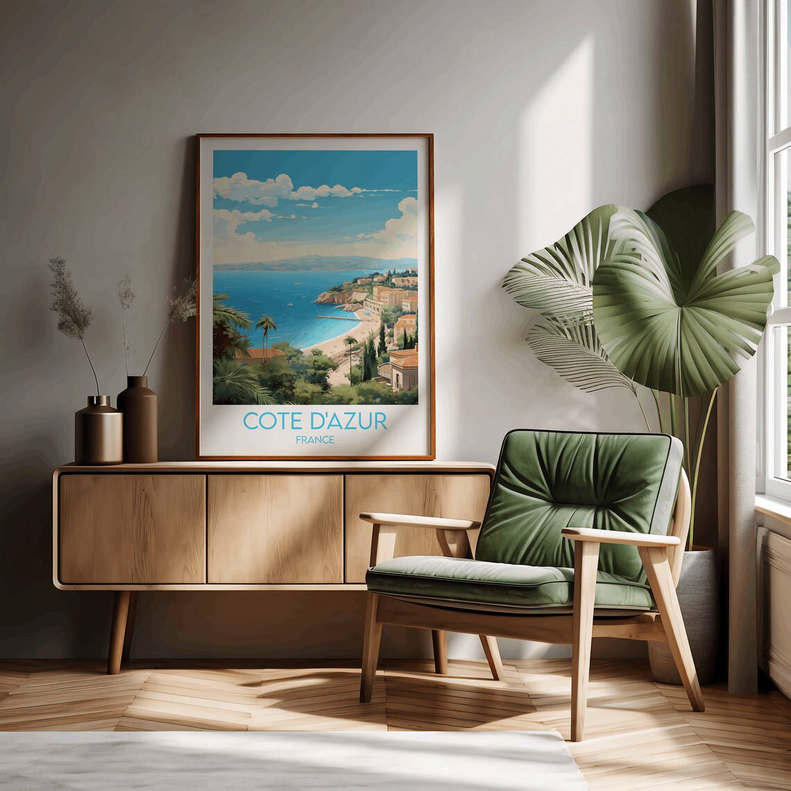 Cote D'Azur France Riviera Coast Sunny Retro Travel Art Poster - Image 2