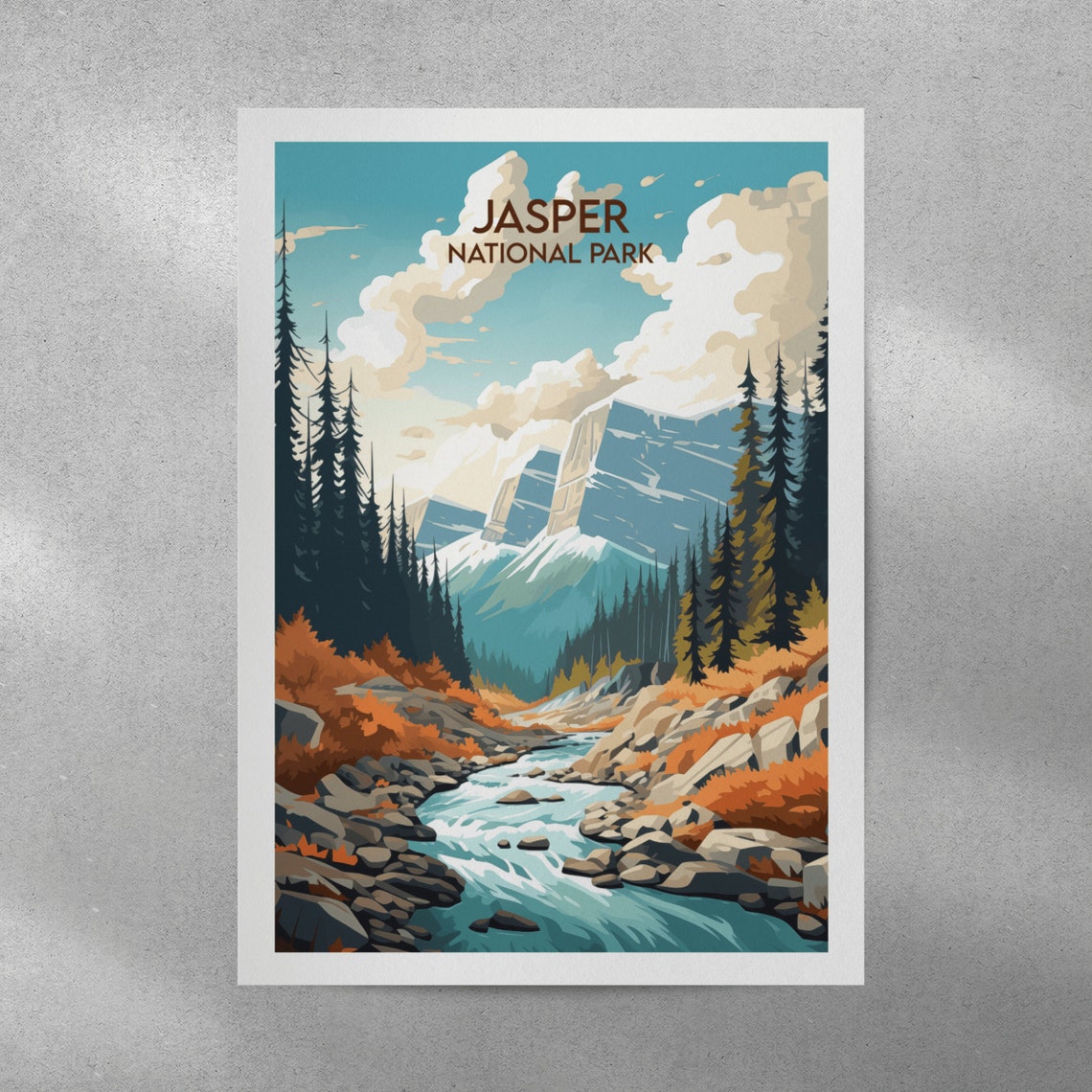 Jasper National Park Canada Travel Poster Mountain River Pine Art - Image 4