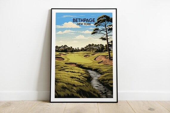 Bethpage Black Golf Course Travel Print New York Poster Custom Personalised Wedding Birthday Gift