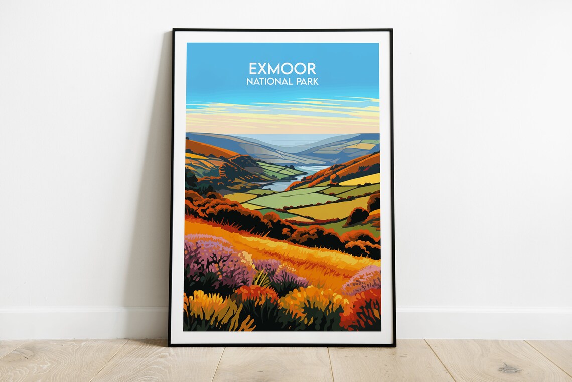 Exmoor National Park Travel Poster, England UK