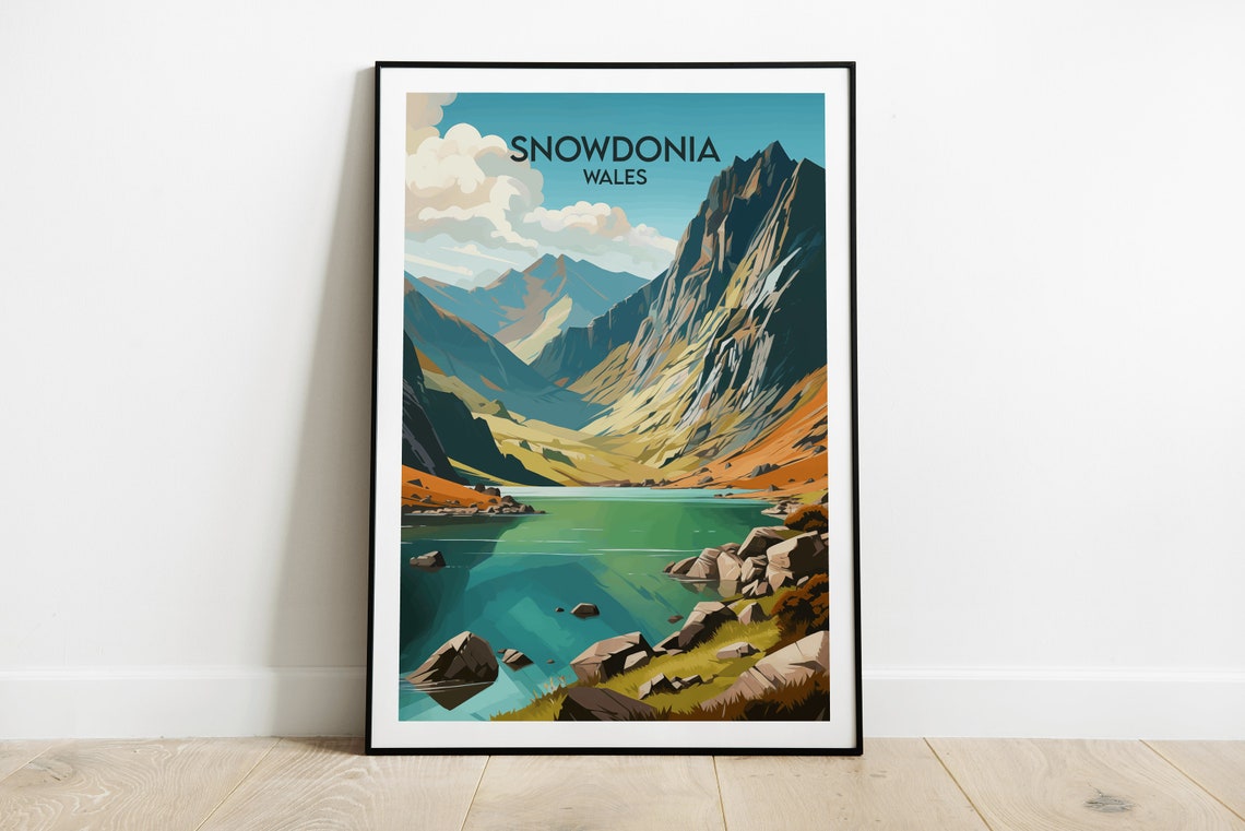 Snowdonia Wales Mountain Lake Valley Alpine Travel Wall Poster