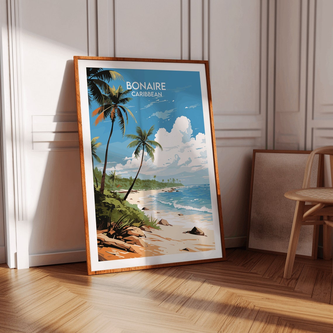 Bonaire Caribbean Palm Beach Turquoise Sea Island Travel Poster - Image 2