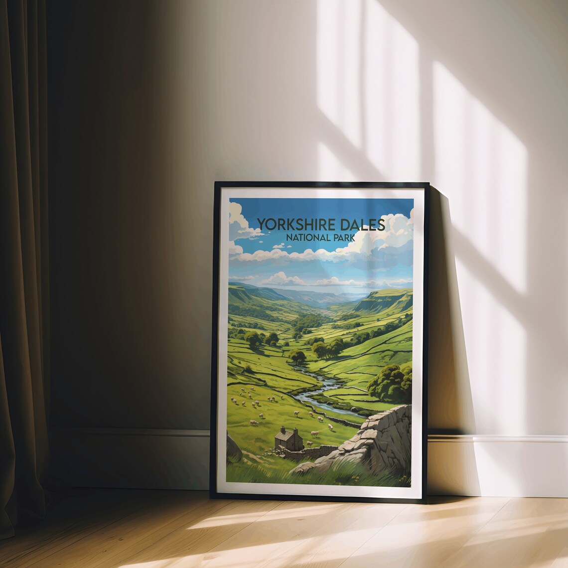 Yorkshire Dales National Park Green Valley Vintage Travel Poster - Image 2