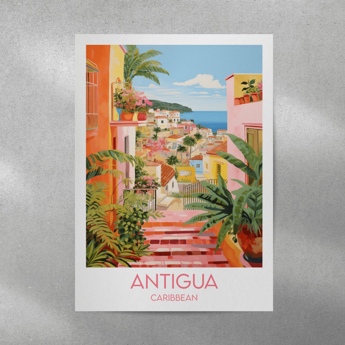 Antigua Travel Print Caribbean Poster Custom Personalised Wedding Birthday Gift - Image 3