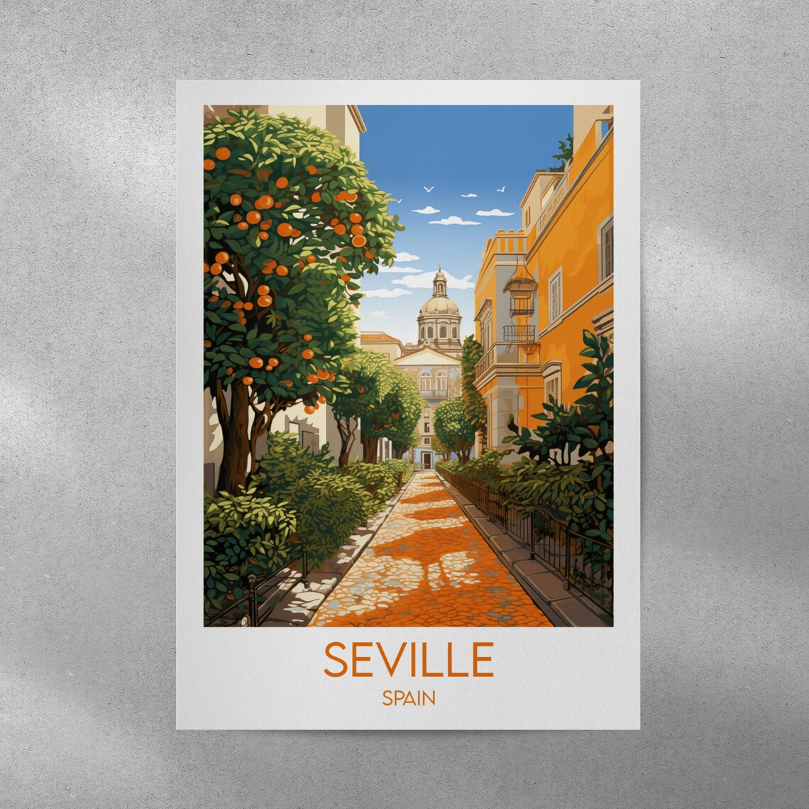 Seville Spain Orange Trees Garden Path Old Town Travel Poster - Image 5