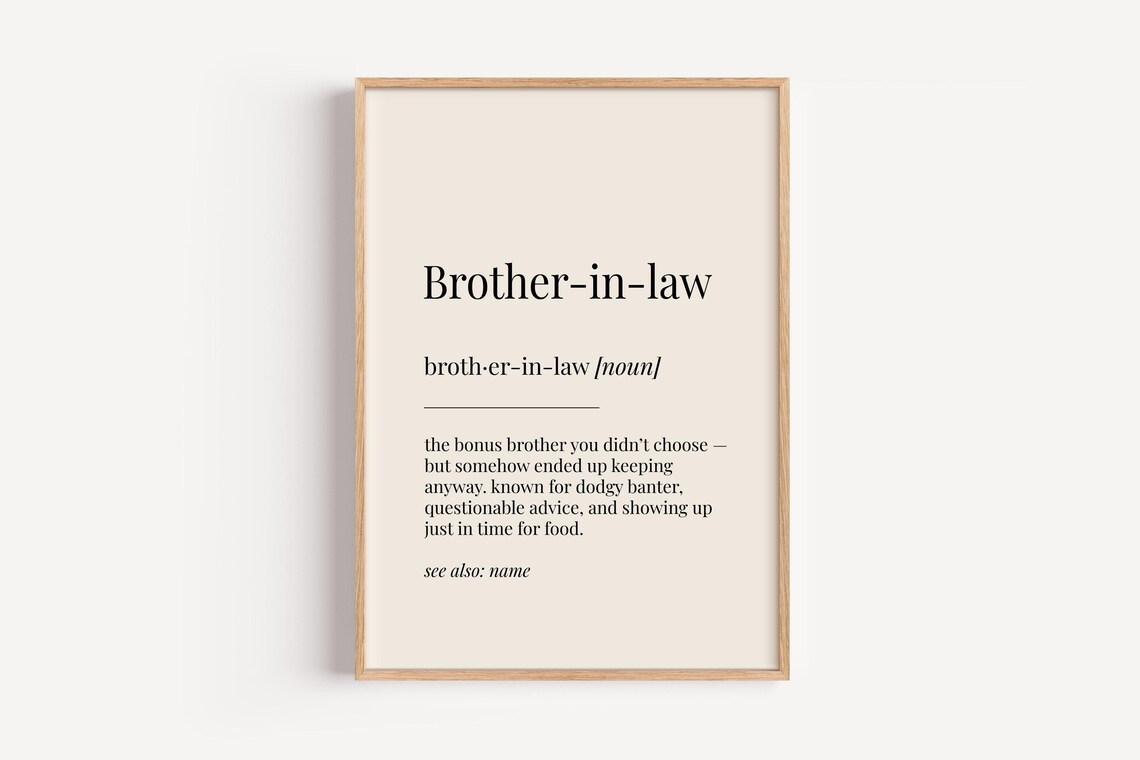 Brother In Law Definition Poster, Funny Gift For Him