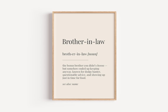 Brother In Law Definition Poster, Funny Gift For Him
