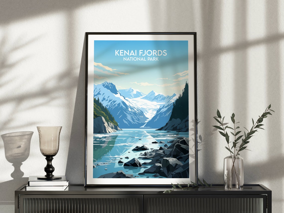 Kenai Fjords National Park Glacier Valley Rocky Shore Poster - Image 3