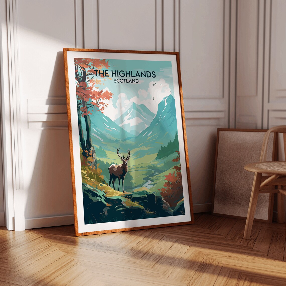 Scottish Highlands Stag Deer Mountain Glen Autumn Travel Poster - Image 2