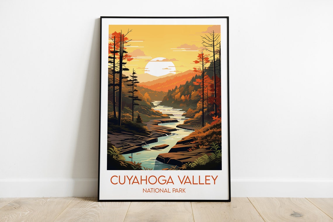 Cuyahoga Valley National Park Fall River Canyon Sunset Art Poster