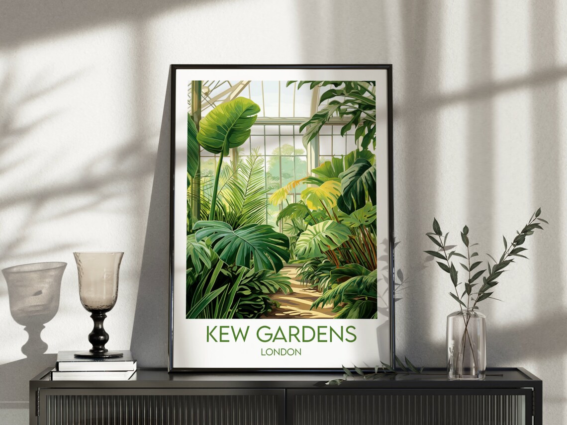 Kew Gardens London Palm House Tropical Plants Botanical Travel Poster - Image 5