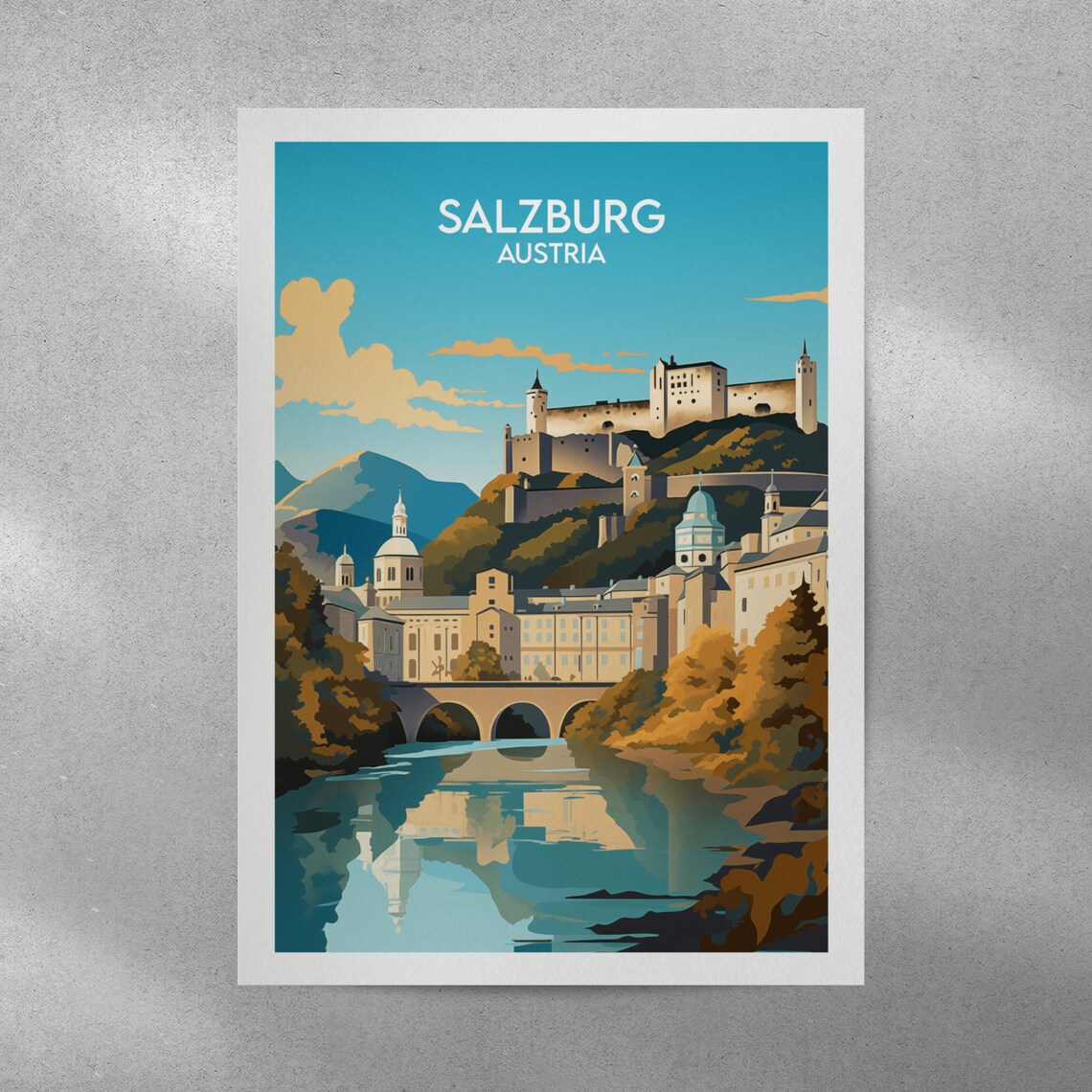 Salzburg Travel Poster, Custom Personalised Gift - Image 4