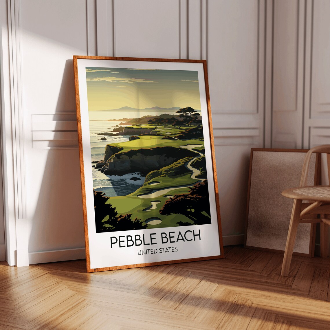 Pebble Beach Golf Links Coastal Sunset Ocean View Sport Poster - Image 3