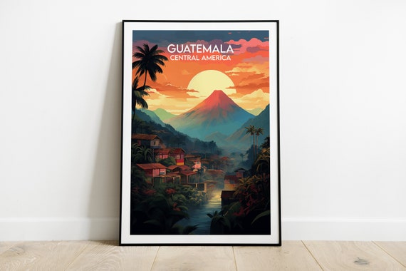 Guatemala Travel Print Central America Poster Custom Personalised Wedding Birthday Gift