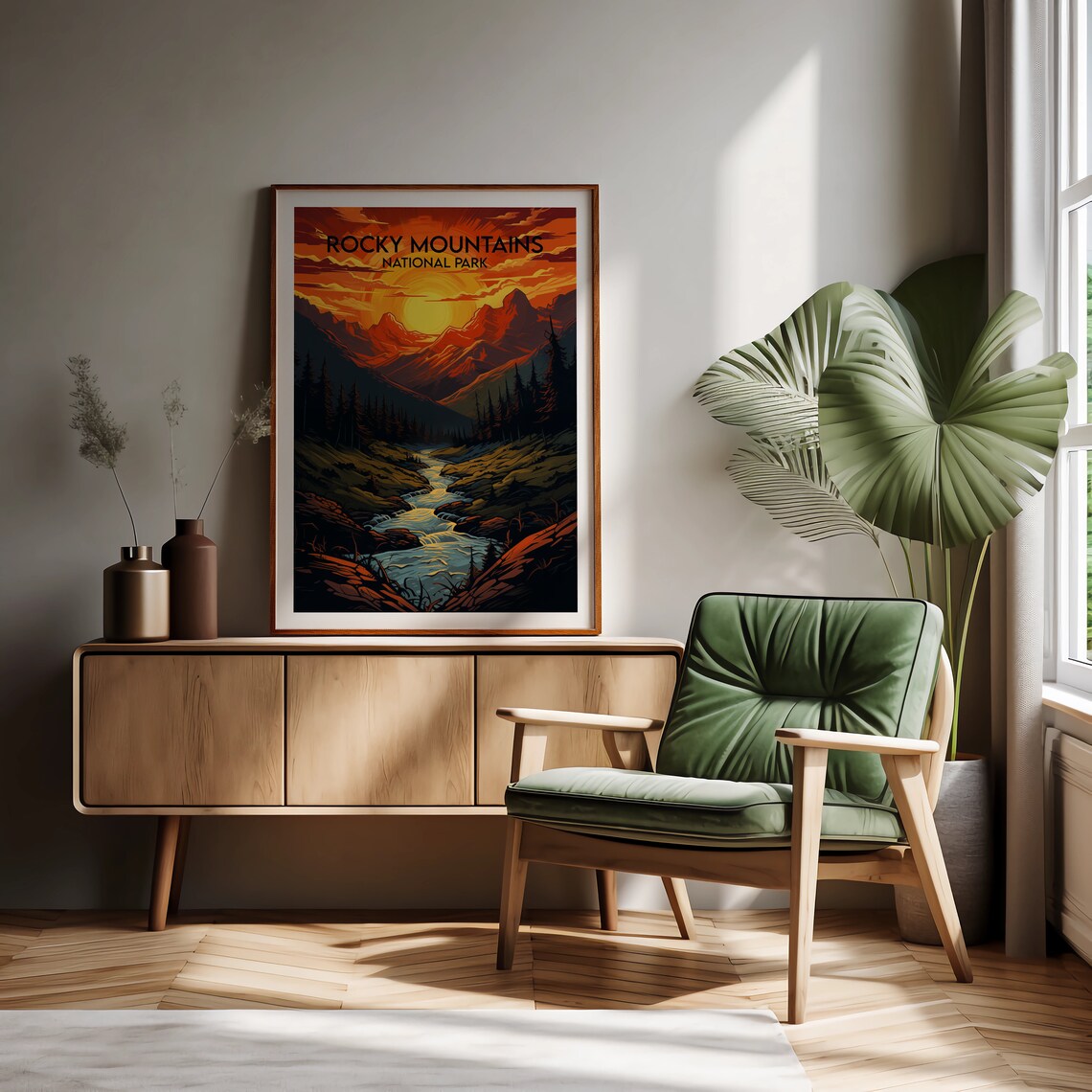 Rocky Mountains National Park Sunset Orange Valley Travel Poster - Image 2