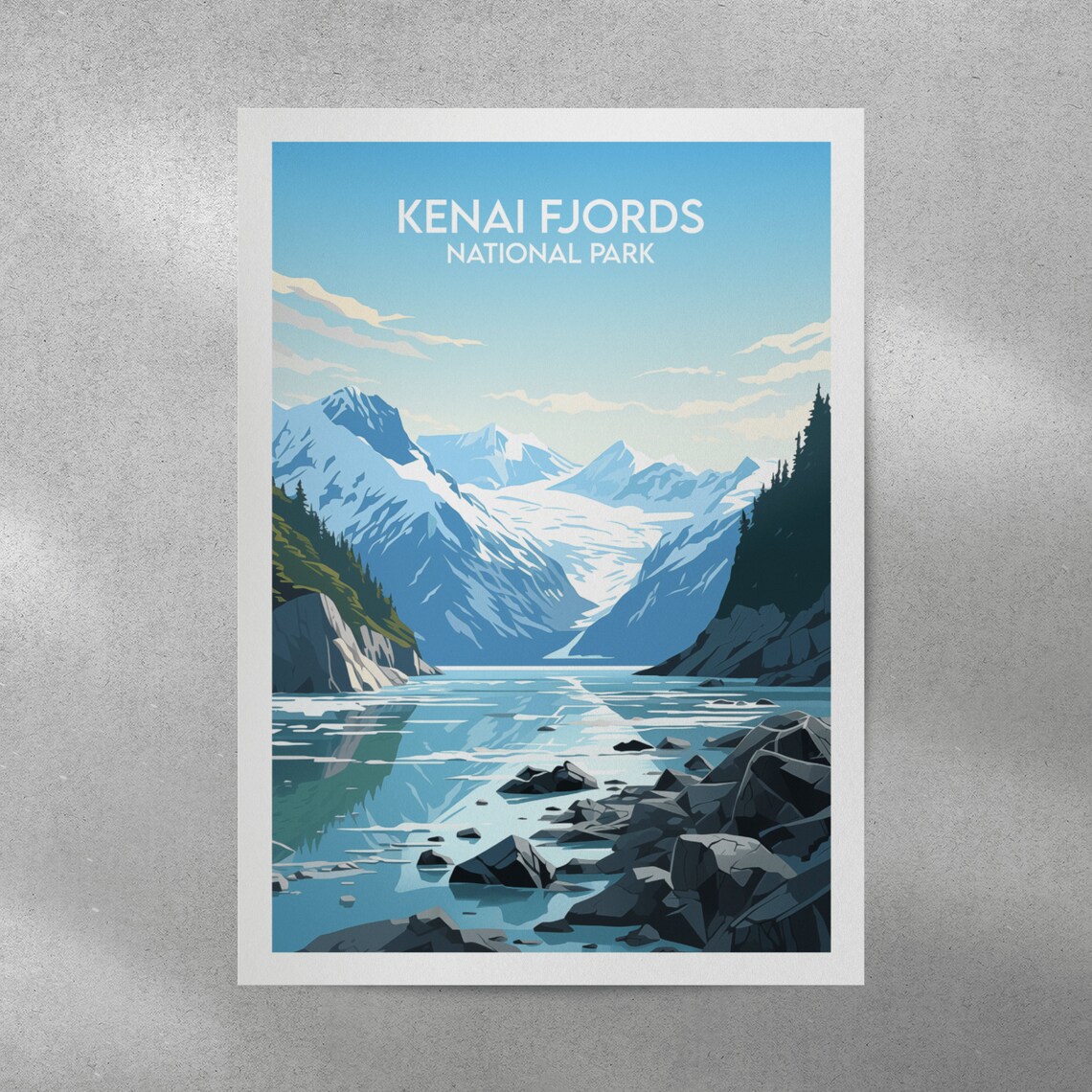 Kenai Fjords National Park Glacier Valley Rocky Shore Poster - Image 2