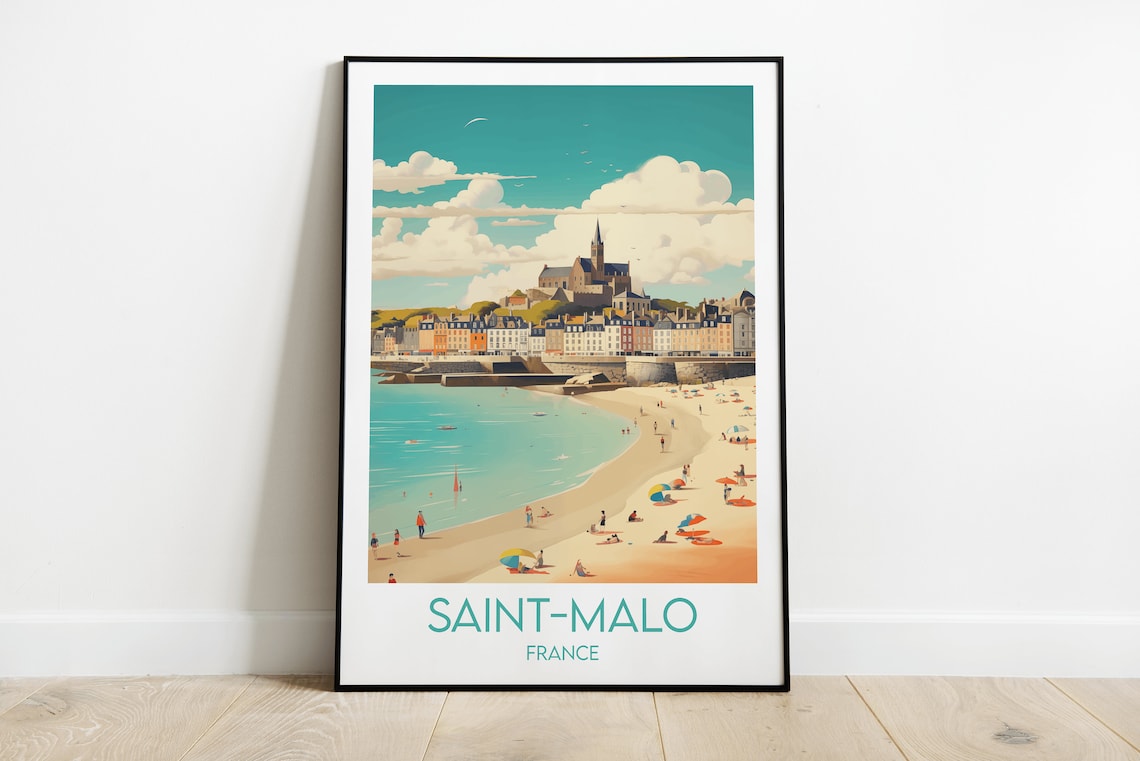 Saint Malo Travel Poster, France Custom Personalised