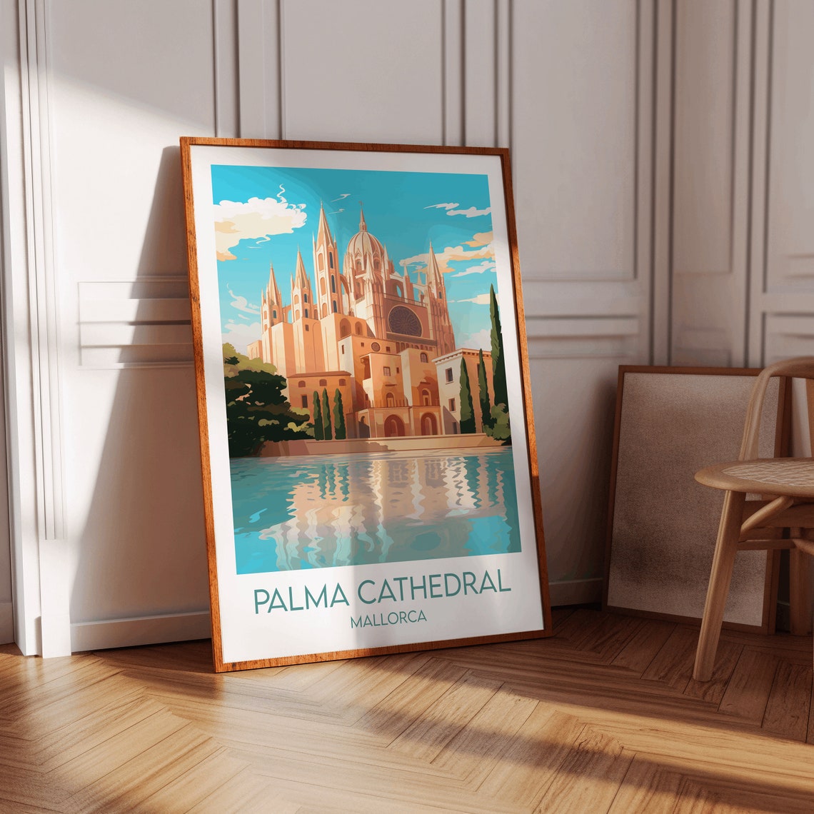 Palma Cathedral Mallorca Waterfront Gothic Facade Travel Poster - Image 2
