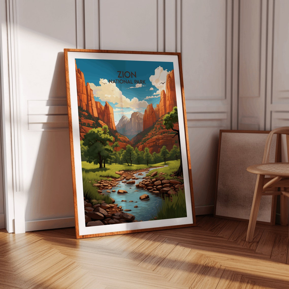 Zion National Park Daytime Canyon River Classic Travel Art Poster - Image 4