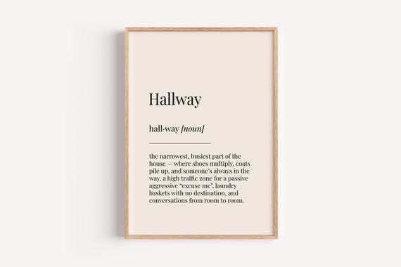 Hallway Definition Print Dictionary Poster Home Wall Art Funny Gift For Him Her