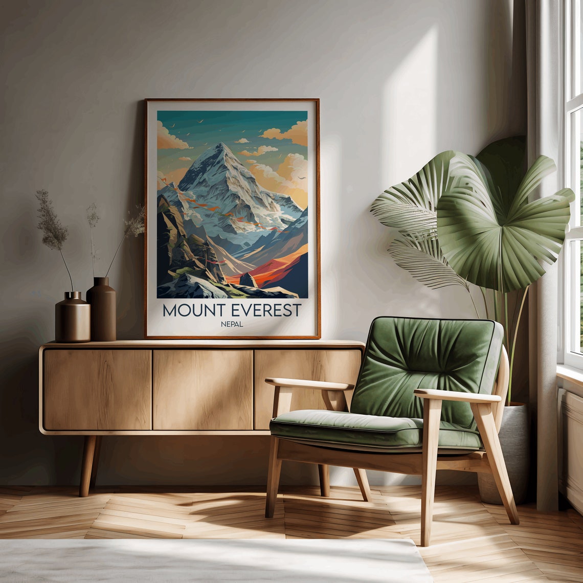 Mount Everest Nepal Prayer Flags Himalayan Peak Mountain Art Poster - Image 3