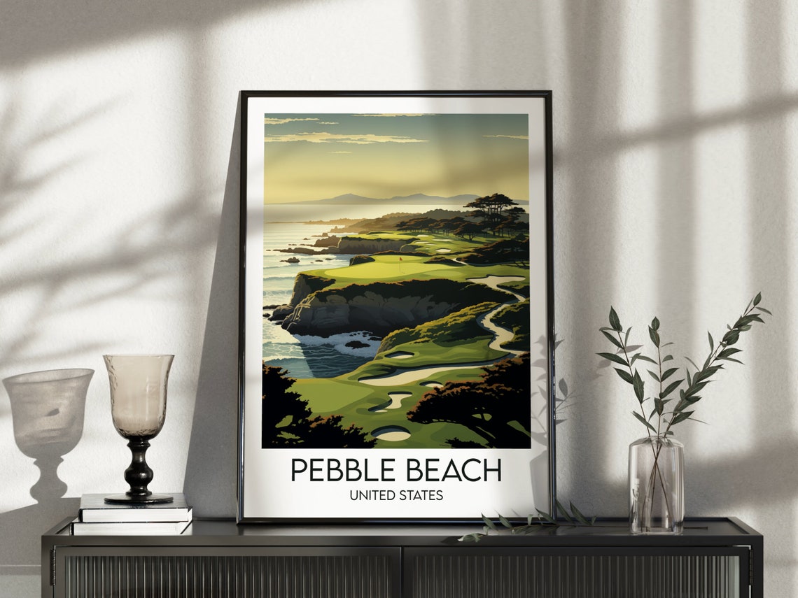 Pebble Beach Golf Links Coastal Sunset Ocean View Sport Poster - Image 5