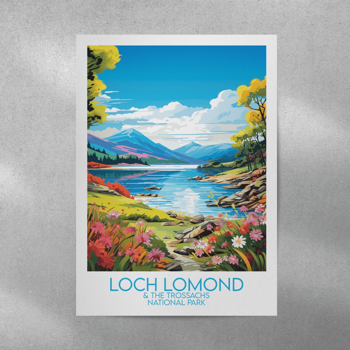 Loch Lomond Trossachs National Park Sunny Lakeside Flower Poster - Image 2