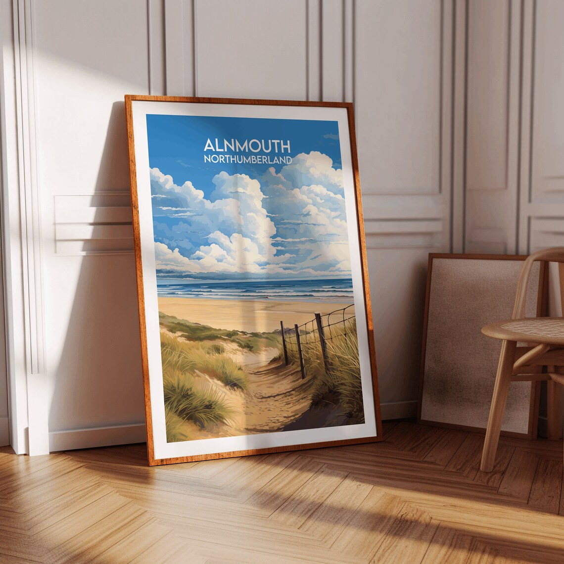 Alnmouth Northumberland Beach and Dunes Vintage Travel Poster - Image 2