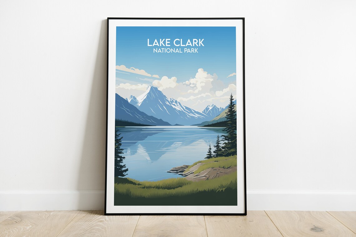 Lake Clark National Park Snowy Peaks Mirror Lake Scenic Poster