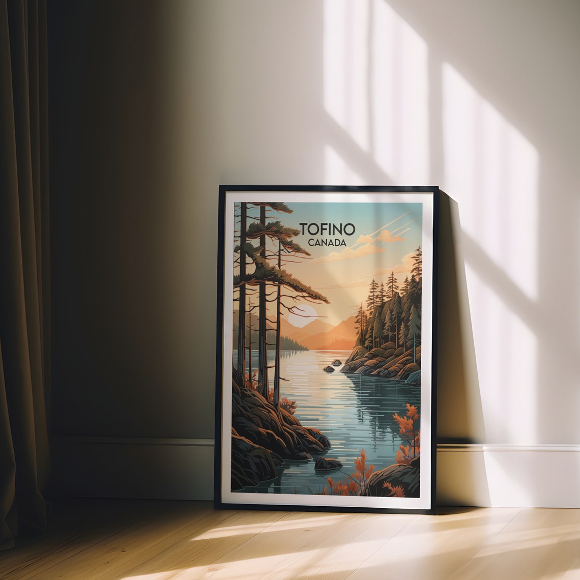 Tofino Canada Coastal Sunset Pine Forest Vintage Travel Poster - Image 2
