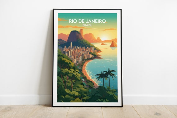 Rio De Janeiro Travel Print Brazil Poster Custom Personalised Wedding Birthday Gift