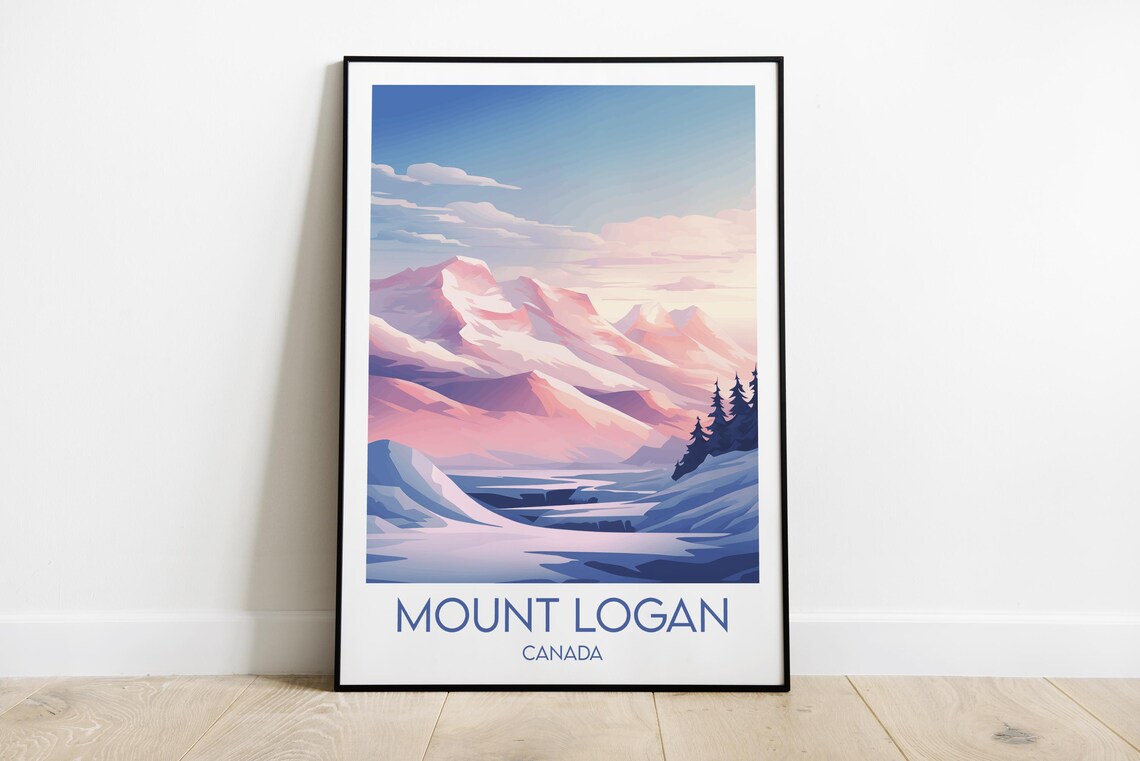 Mount Logan Travel Poster, Canada Custom Personalised