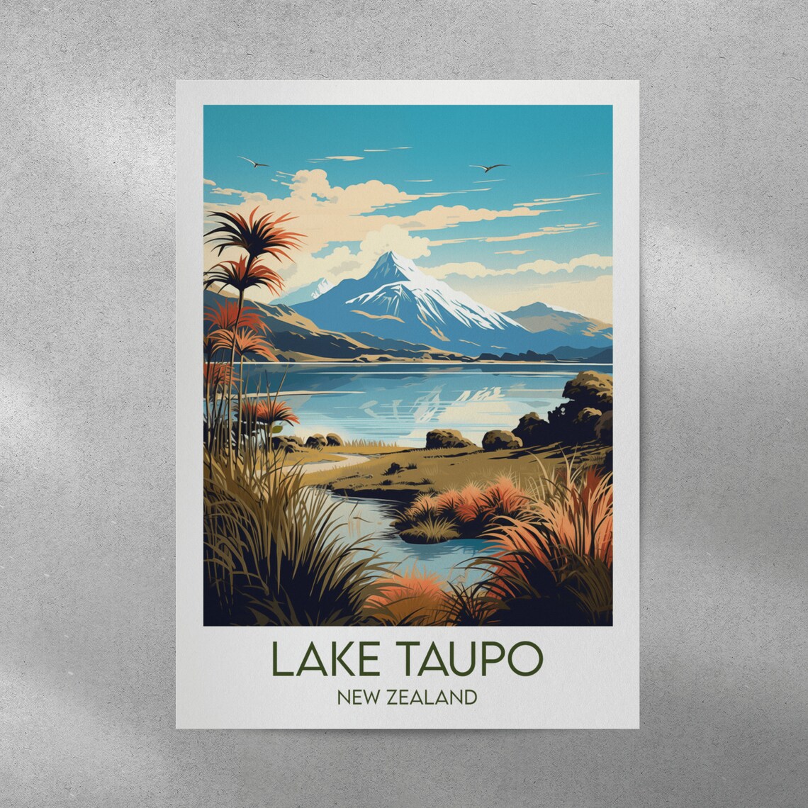 Lake Taupo New Zealand Travel Poster, Custom Print - Image 5