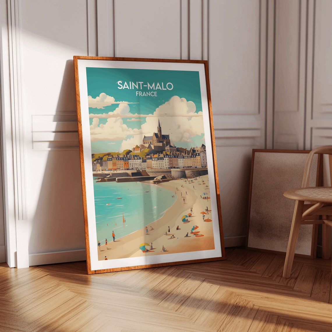 Saint-Malo France Beach Old Town Cathedral Seaside Travel Poster - Image 2