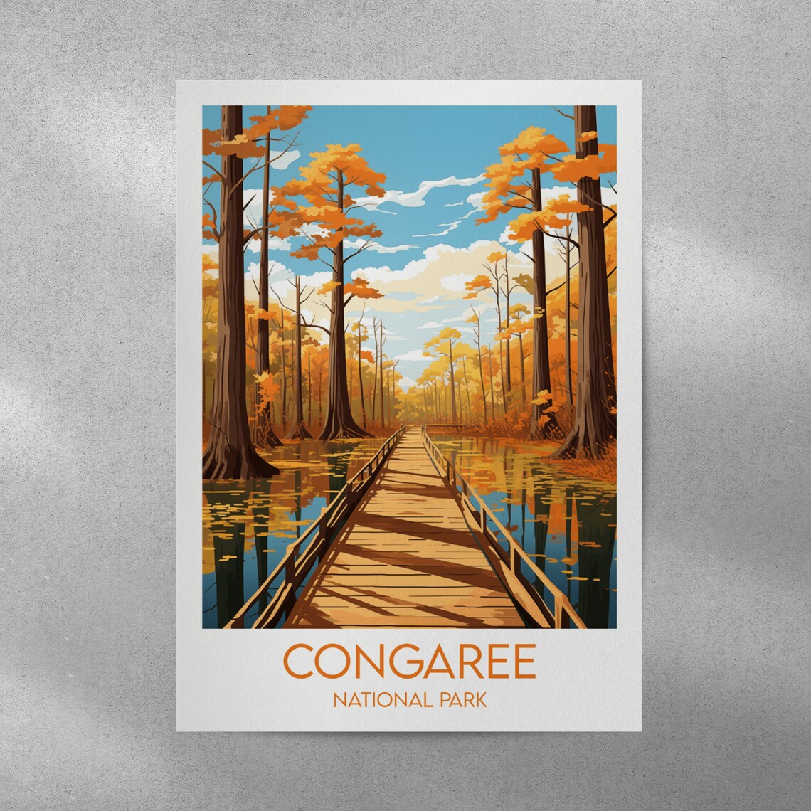 Congaree National Park Autumn Boardwalk Fall Colors Travel Poster Art - Image 3