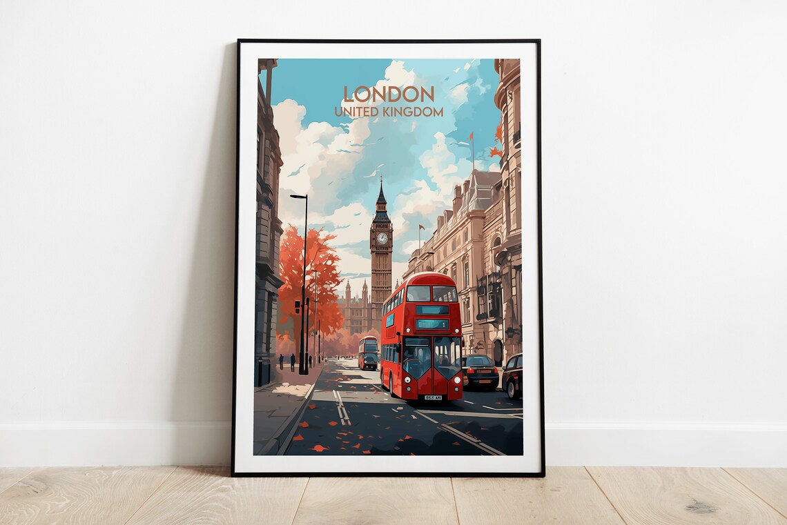 London Big Ben Travel Poster, England UK