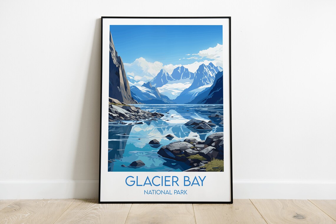 Glacier Bay National Park Alaska Blue Glacier Scene Travel Poster