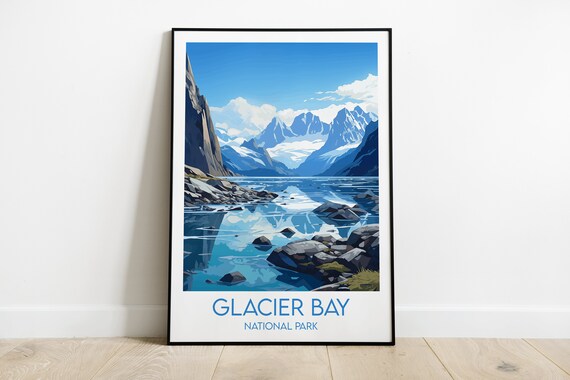 Glacier Bay National Park Alaska Blue Glacier Scene Travel Poster