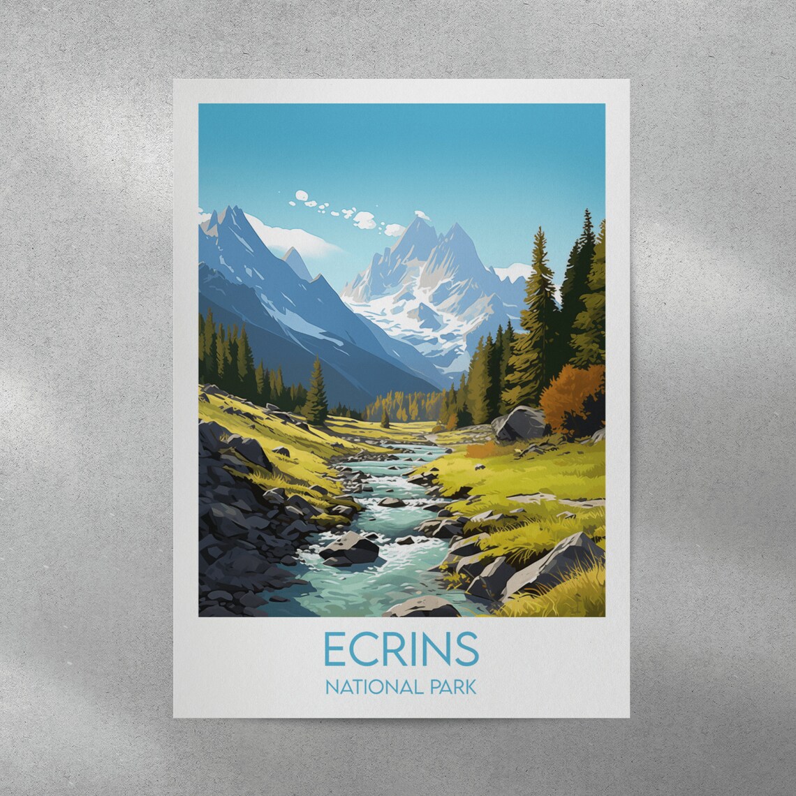 Ecrins National Park France Alpine Meadow Stream Peaks Poster - Image 3