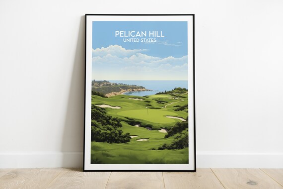 Pelican Hill Golf Course Travel Print California Poster Custom Personalised Wedding Birthday Gift