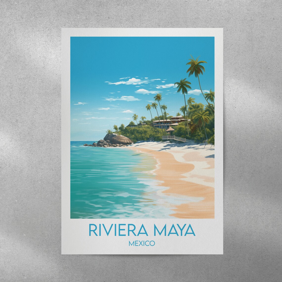 Riviera Maya Travel Poster, Cancun Mexico Custom - Image 4