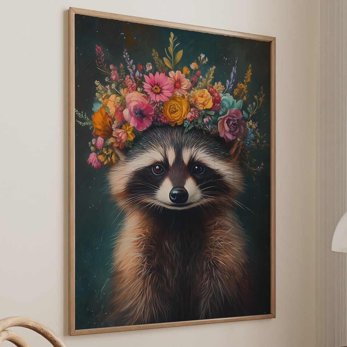 Raccoon Funky Animal Portrait Poster Print