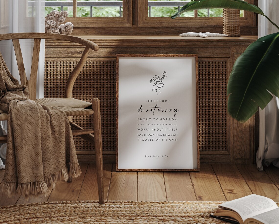 Matthew 6:34 Do Not Worry About Tomorrow Art Print - Image 2