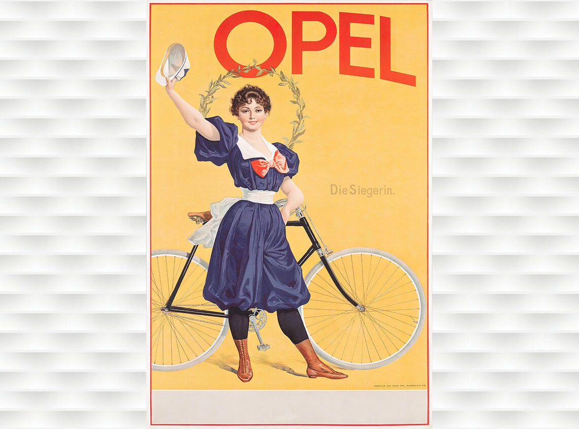 Opel Die Siegerin German Bicycle 1900s Vintage Advertising Poster