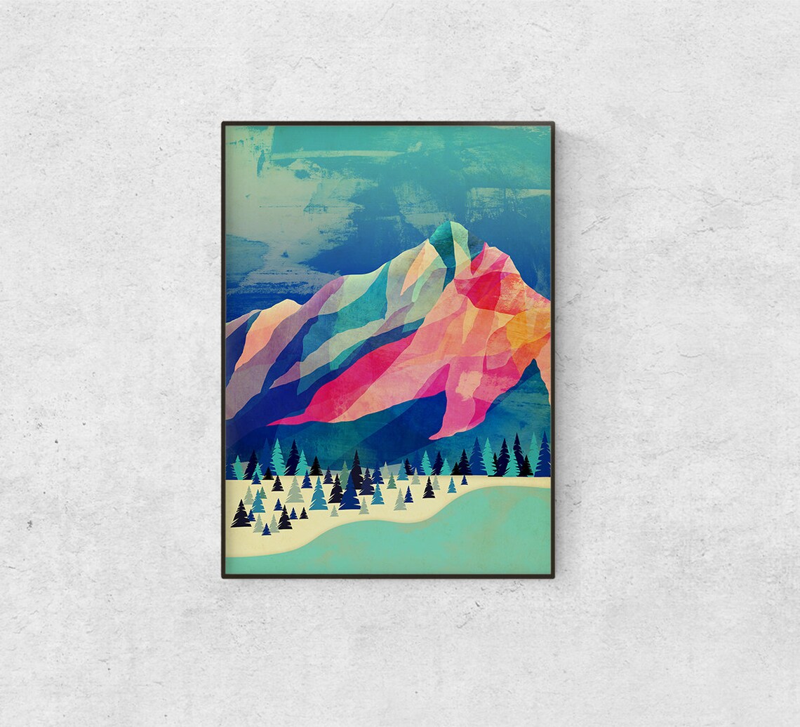 Winter Mountain Art Print, Seasonal Landscape - Image 3