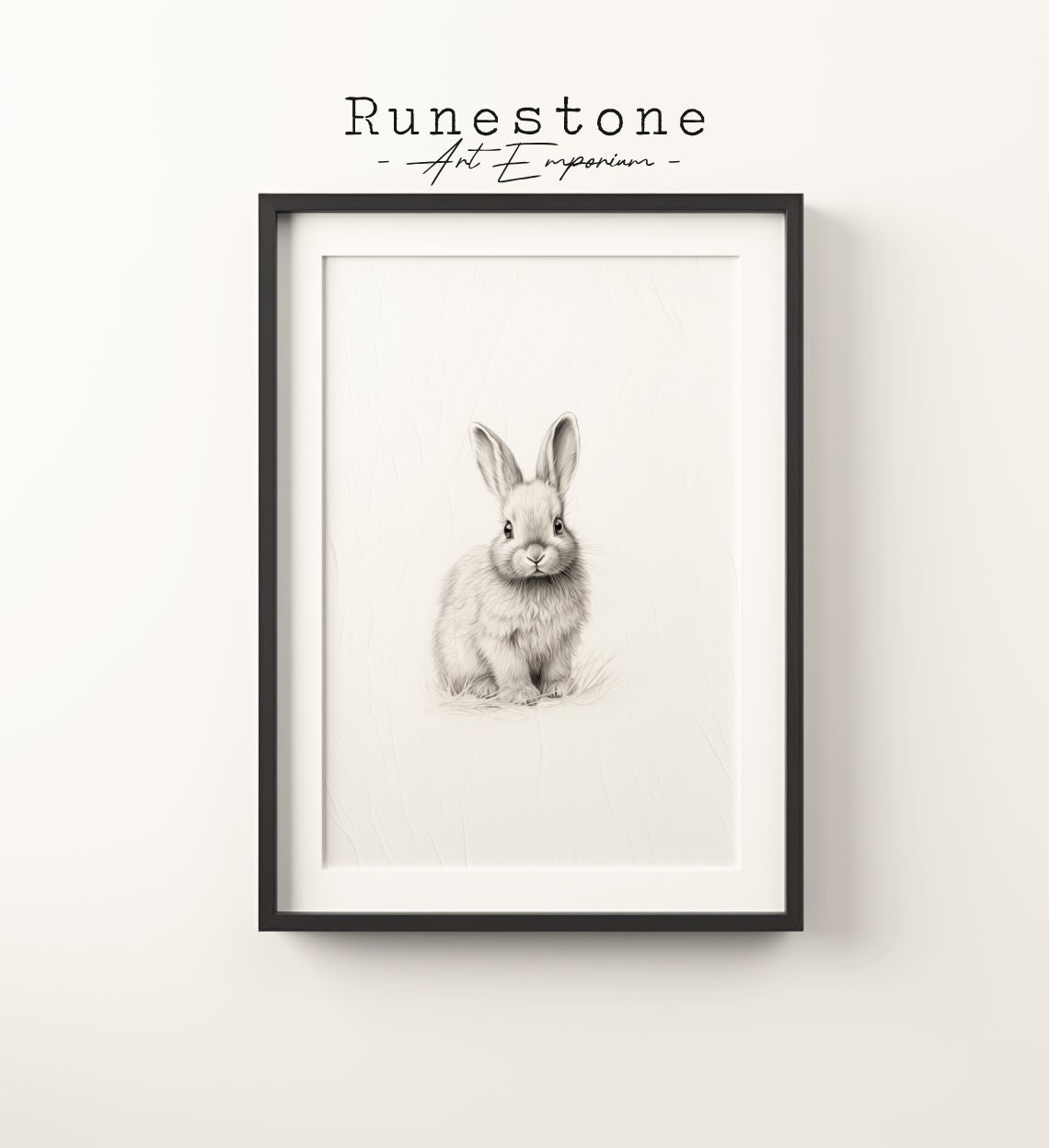 Vintage Bunny Rabbit Sketch Print Easter Wall Art Cute Minimalist Animal Drawing
