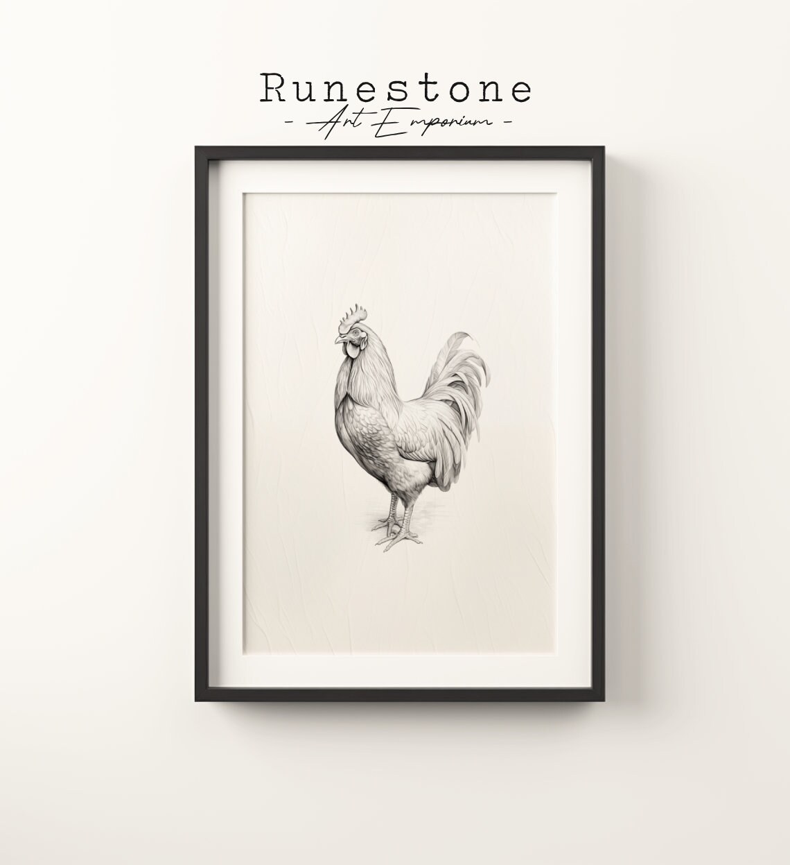 Farmhouse Chicken Sketch Print, Vintage Country Decor