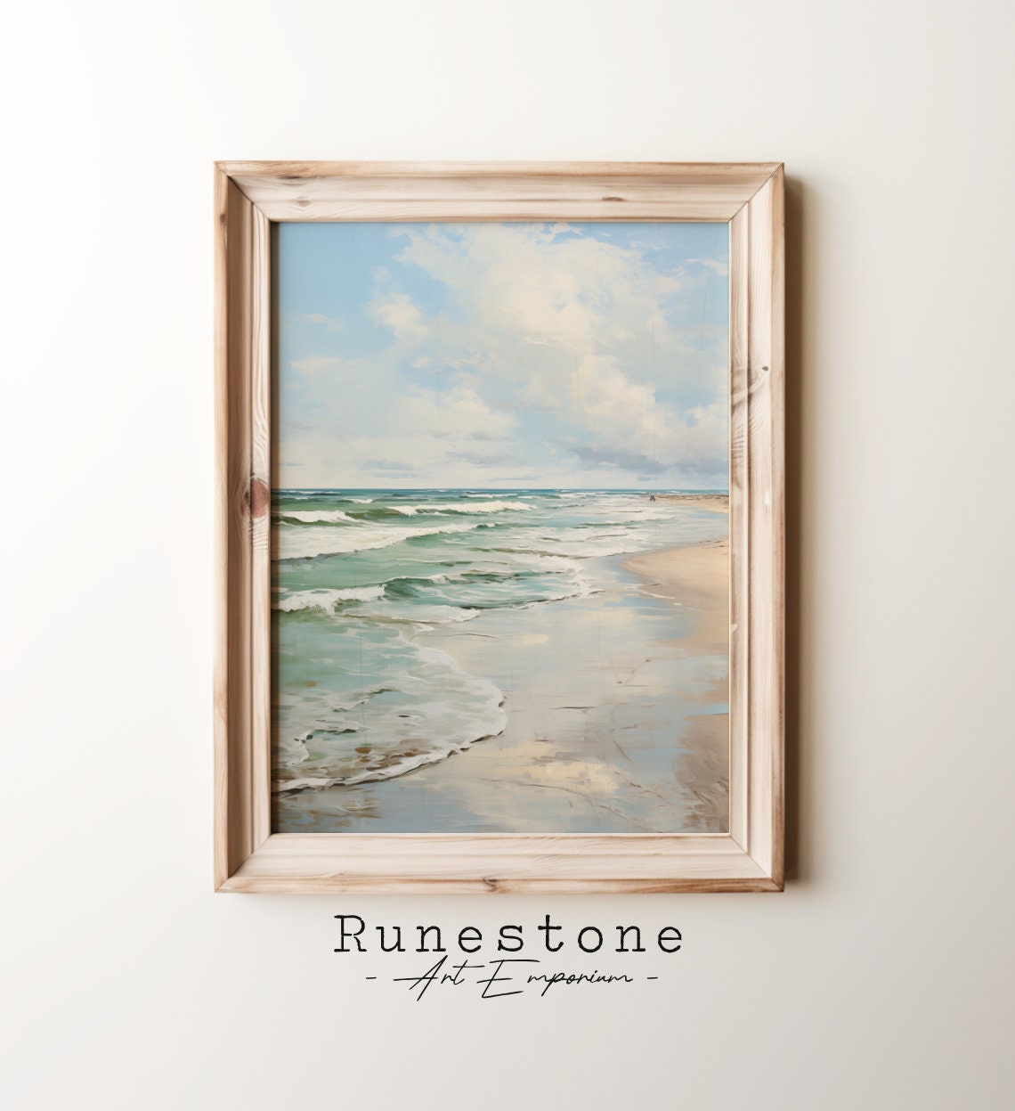 Gentle Ocean Waves Shoreline Vintage Beach Painting Coastal Art Poster