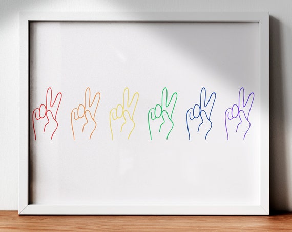 Peace Sign Print Gay Pride Decor Lgbt Pride Wall Art Rainbow Wall Art Lgbtq Poster Rainbow Flag Pride Print Lgbt Poster