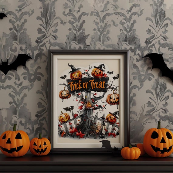 Halloween Vintage Wall Art Dark Academia Decoration Print Retro Decor Trendy Apartment Moody Poster Instant